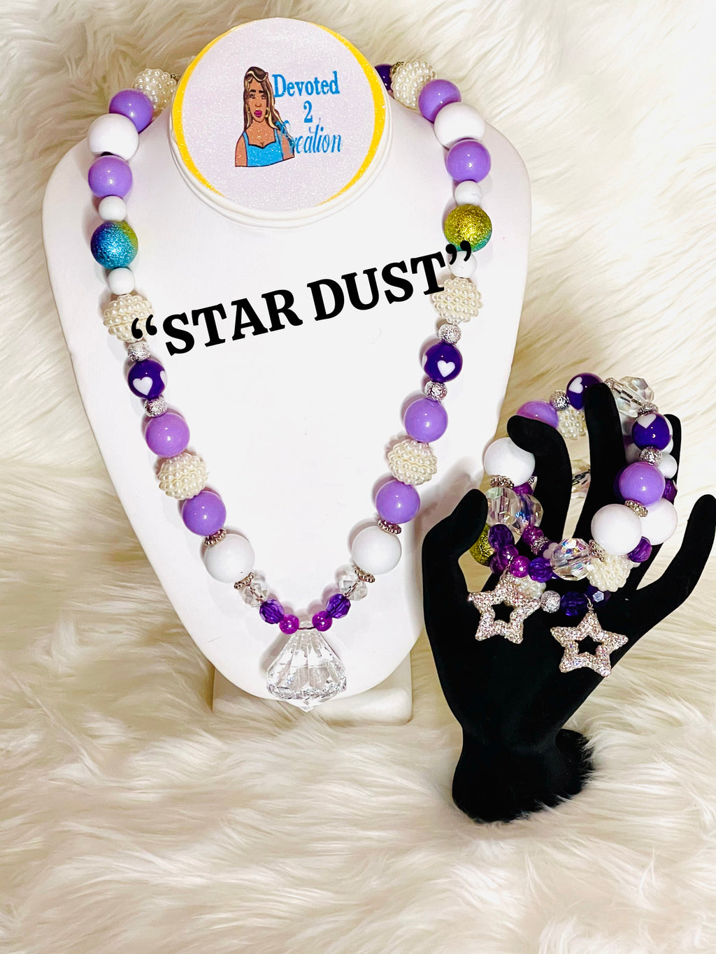 Devoted 2 Creation lavender & white necklace bracelet set